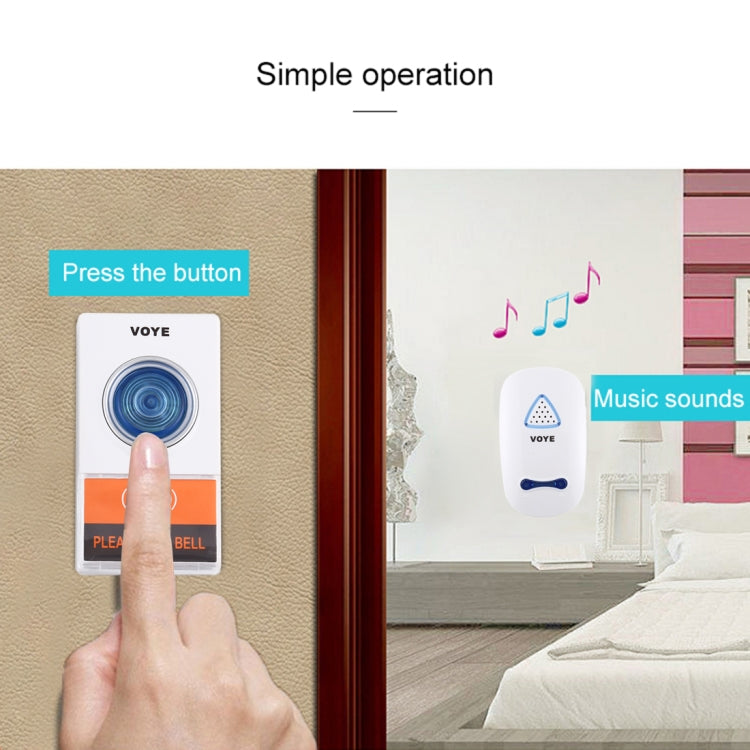 VOYE V025A Home Music Remote Control Wireless Doorbell with 38 Polyphony Sounds, US Plug, V025A VOYE V025A Home Music Remote Control Wireless Doorbell with 38 Polyphony Sounds, US Plug, V025A